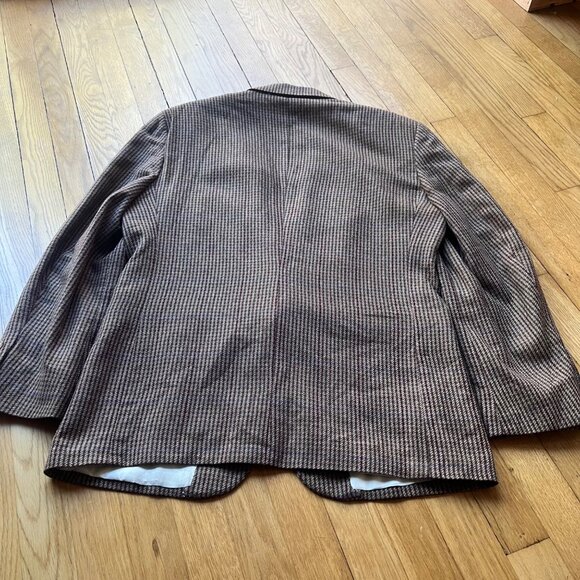 OSCAR DE LA RENTA Size 40S Tan Plaid Two Button Notch Neck Sports Coat Blazer - Picture 9 of 10